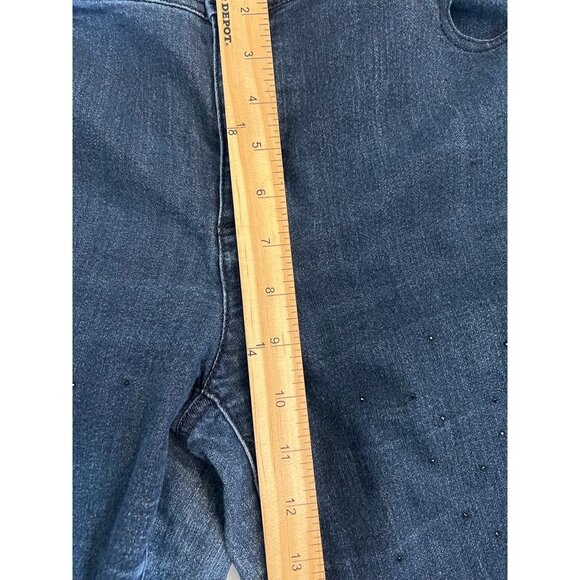 Chico's Womens Ankle Skinny Jeans Blue Pockets Rhinestone Medium Wash Denim 10 - Picture 6 of 8